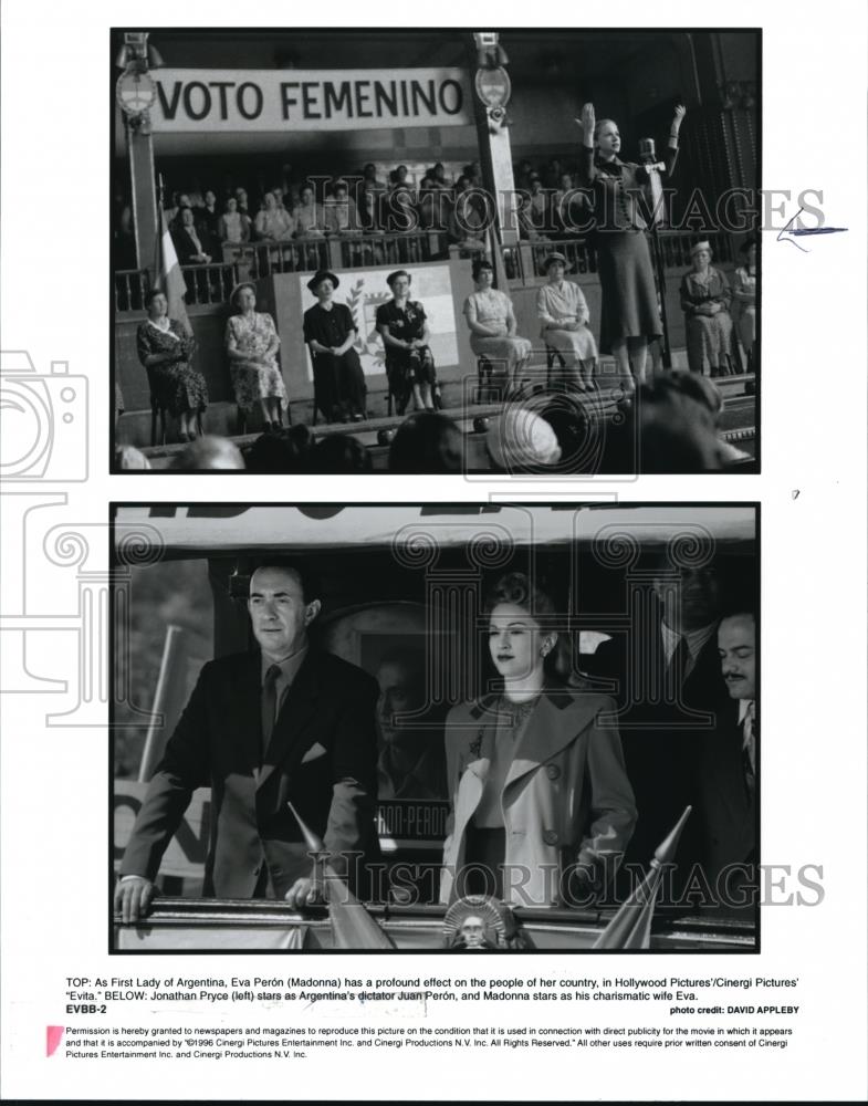 1996 Press Photo Madonna Jonathan Pryce in Evita - cvp42503 - Historic Images
