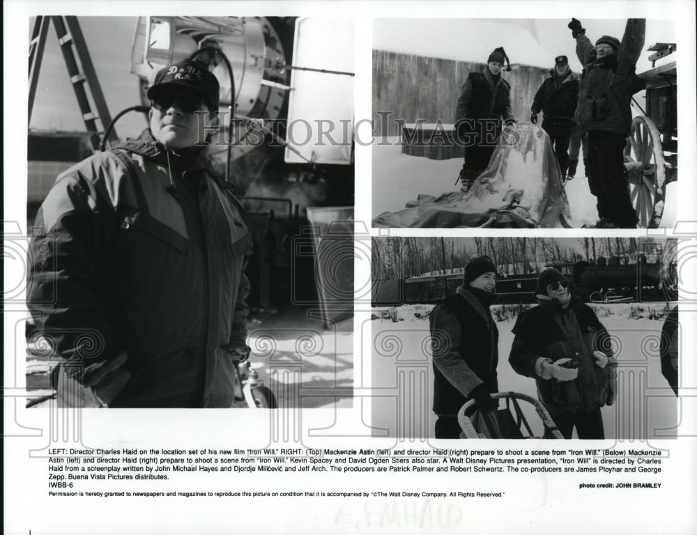 1994 Press Photo Mackenzie Astin, Kevin Spacey & David Ogden in Iron Will - Historic Images