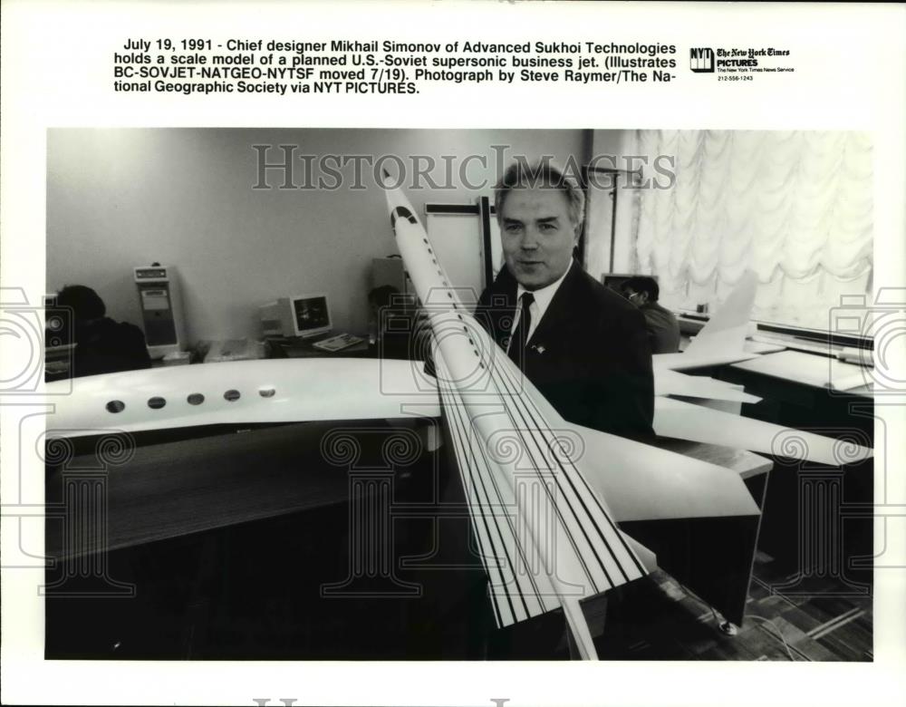 1991 Press Photo Mikhail Simonov Chief Designer Sukhoi Technologies - Historic Images