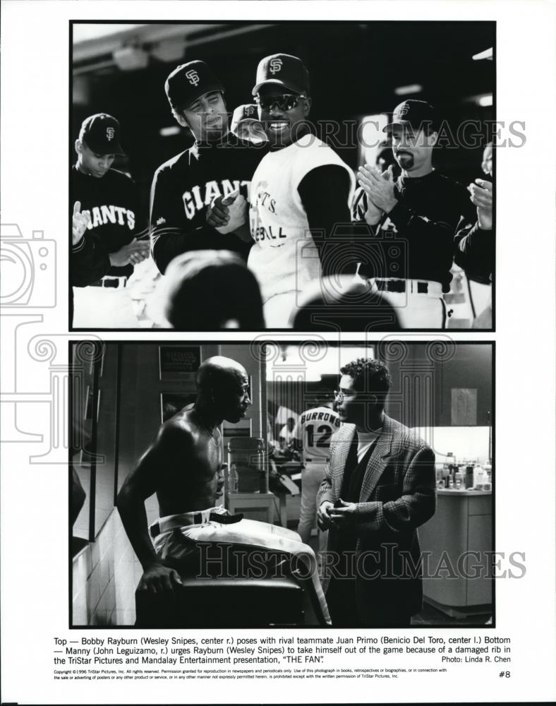 1996 Press Photo Wesley Snipes, Benicio Del Toro &amp; John Leguizamo in The Fan - Historic Images