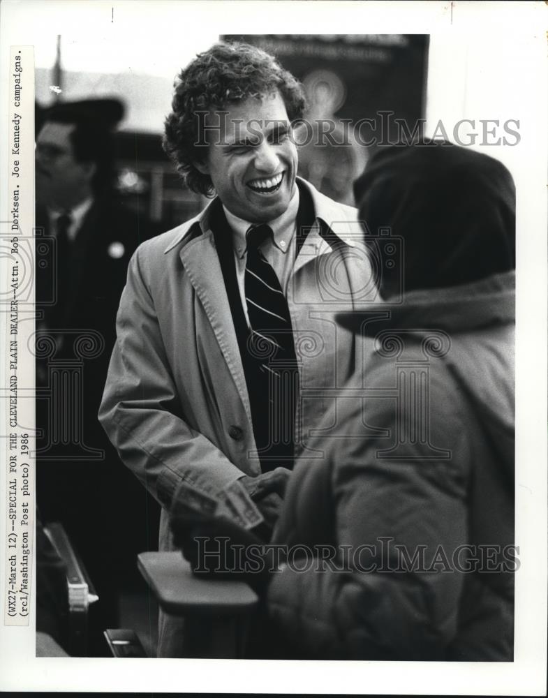 1986 Press Photo Joe Kennedy Campaigning - Historic Images
