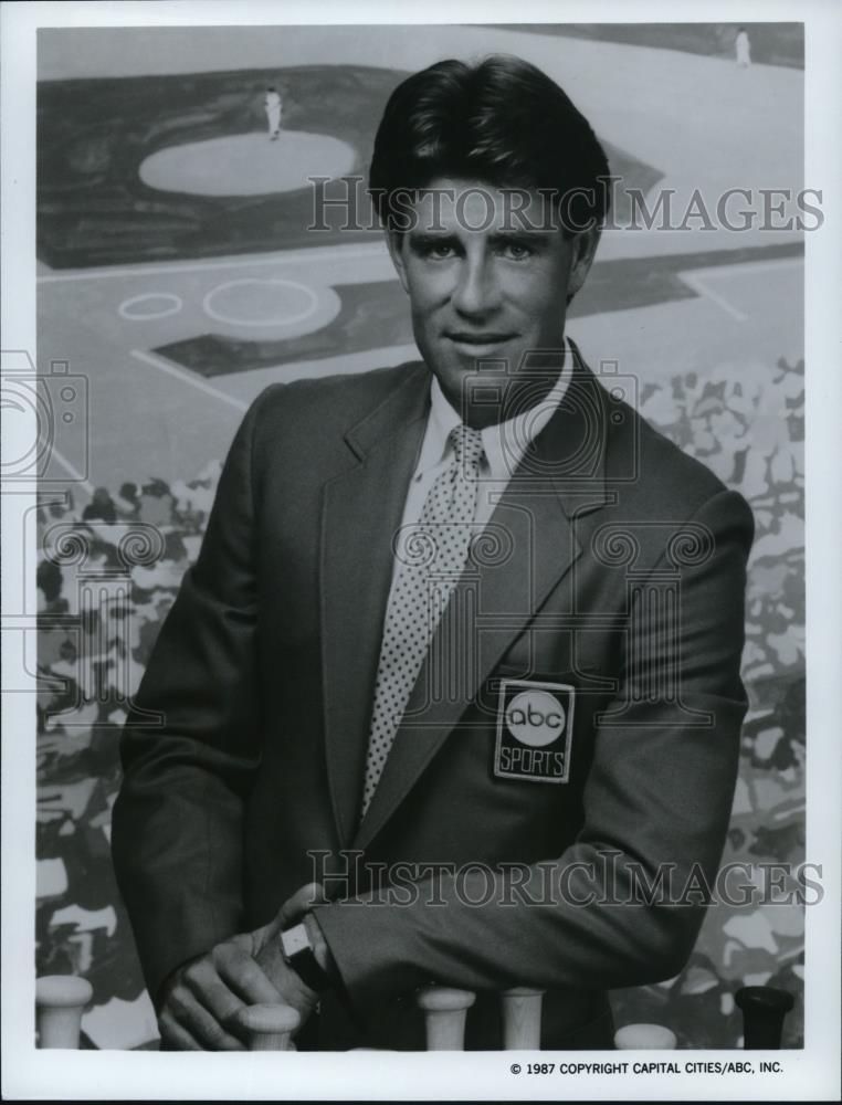 1987 Press Photo Jim Palmer sportscaster for ABC Monday Night Baseball - Historic Images