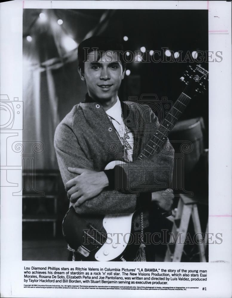 1987 Press Photo Lou Diamond Philips stars as Richie Valens in La Bamba - Historic Images