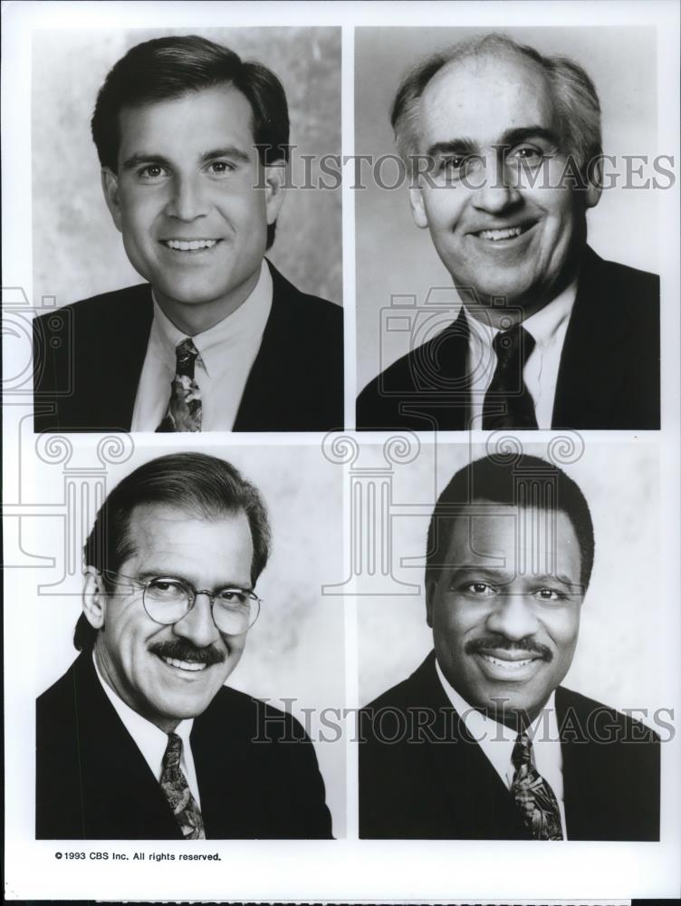 1993 Press Photo Jim Nantz &amp; OThers Covering NCAA Men&#39;s Basketball Championship - Historic Images