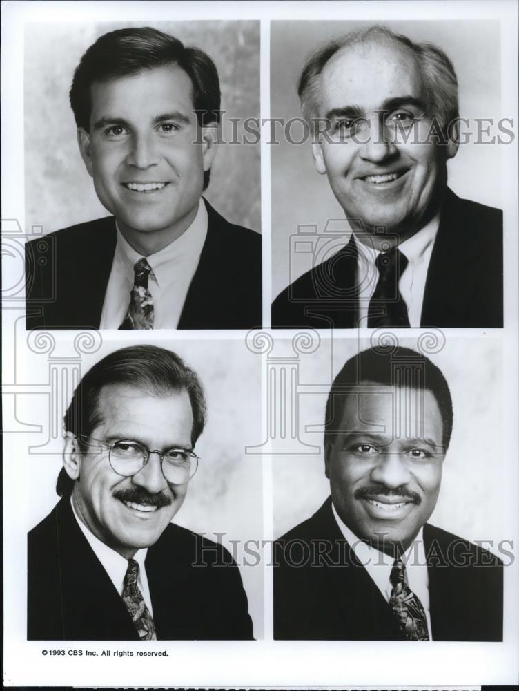 1993 Press Photo Jim Nantz & OThers Covering NCAA Men's Basketball Championship - Historic Images