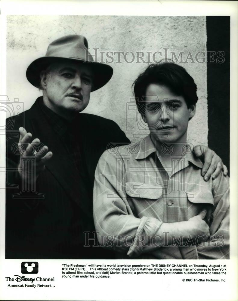 1991 Press Photo Matthew Broderick Marlon Brandon The Freshman - Historic Images