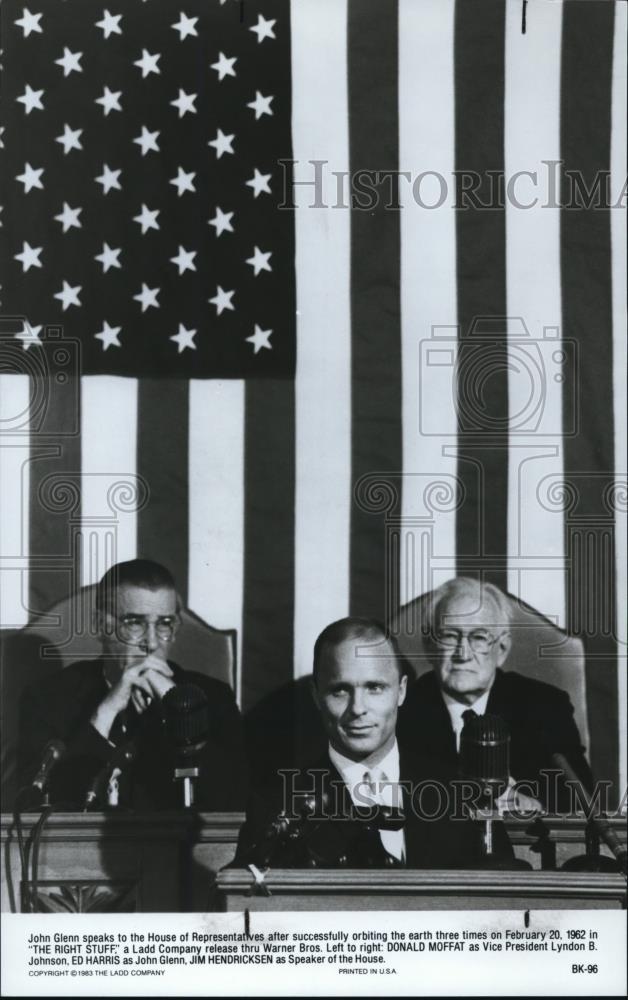 1983 Press Photo Ed Harris Donald Moffat and Jim Hendricksen in The Right Stuff - Historic Images