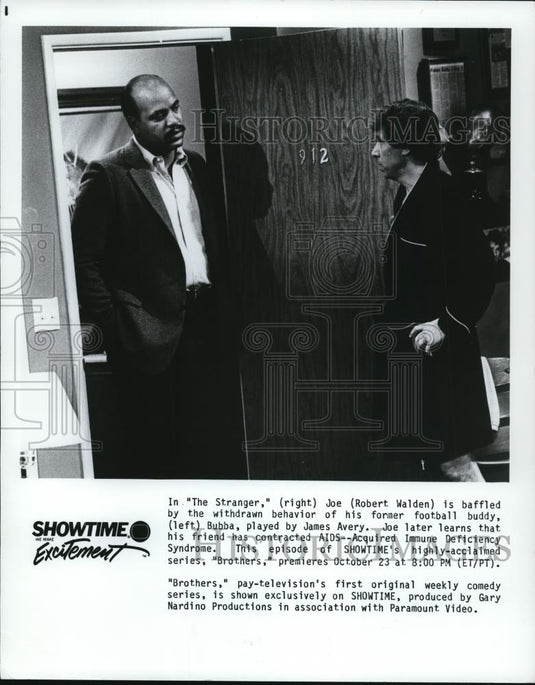 1985 Press Photo James Avery and Robert Walden star in Brothers - cvp54660 - Historic Images