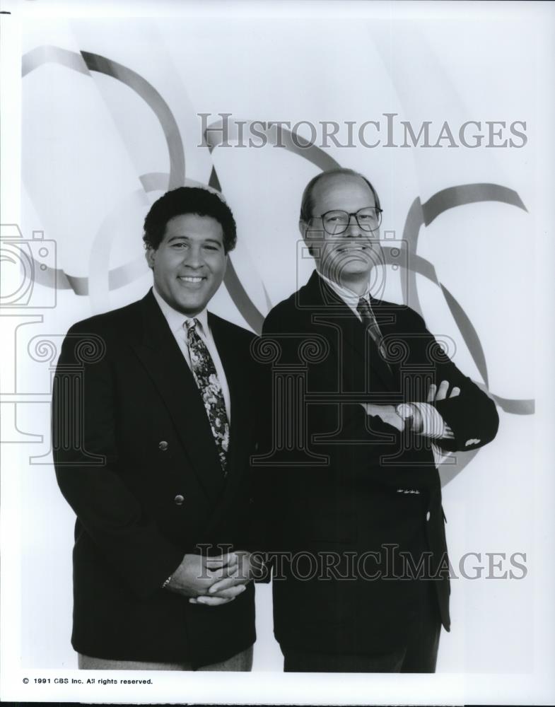 1991 Press Photo Greg Gumbel &amp; Harry Smith of 1992 Olympic Winter Games - Historic Images