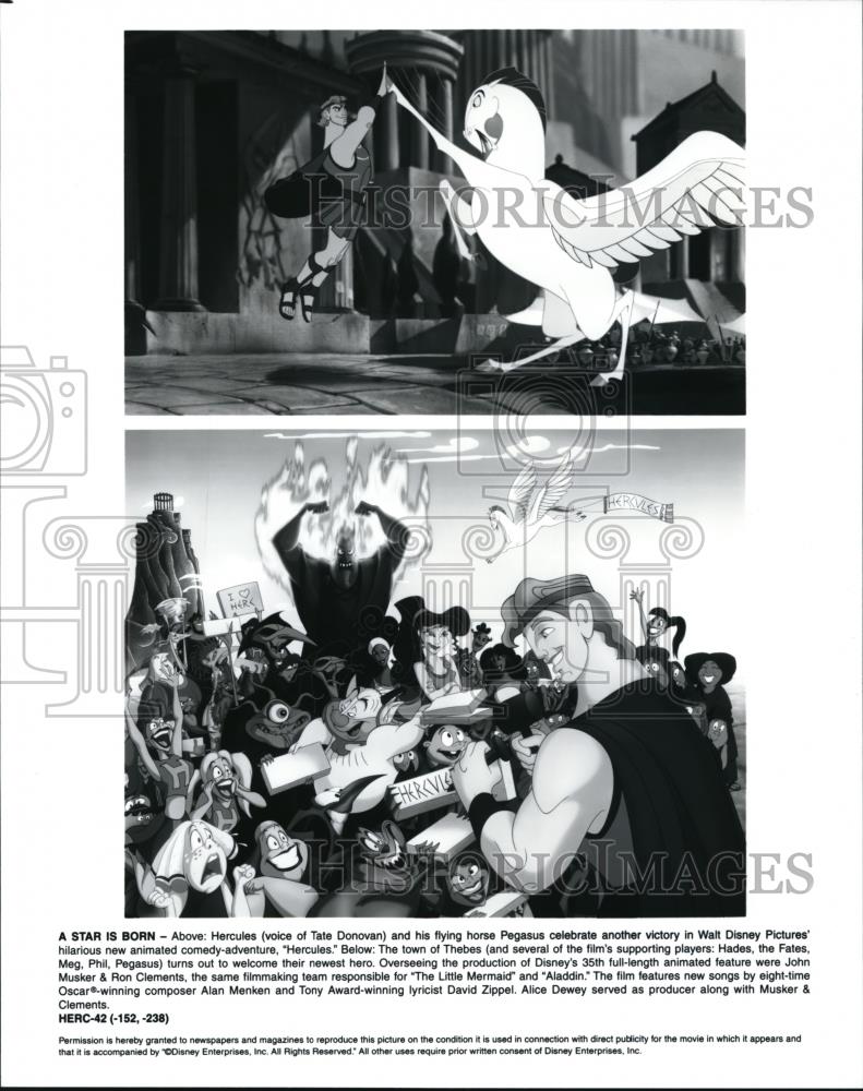 Undated Press Photo Scenes from animated cartoon movie Hercules - Historic Images