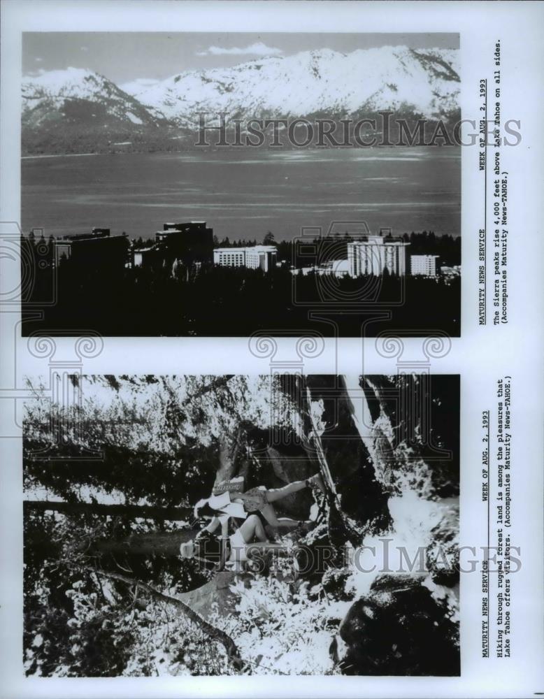 1983 Press Photo The Sierra Peaks and the Rugged Forest Land in Tahoe Lake - Historic Images