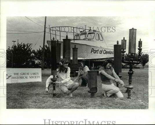 1984 Press Photo Big antique marine whistles at Weekend of the Ships - Historic Images