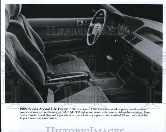 1988 Press Photo 1988 Honda Accord LXi Coupe dual power outside Mirrors - Historic Images