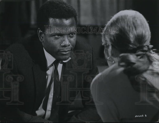 1969 Press Photo Sidney Poitier and Joanna Shimkus star in The Lost Man - Historic Images