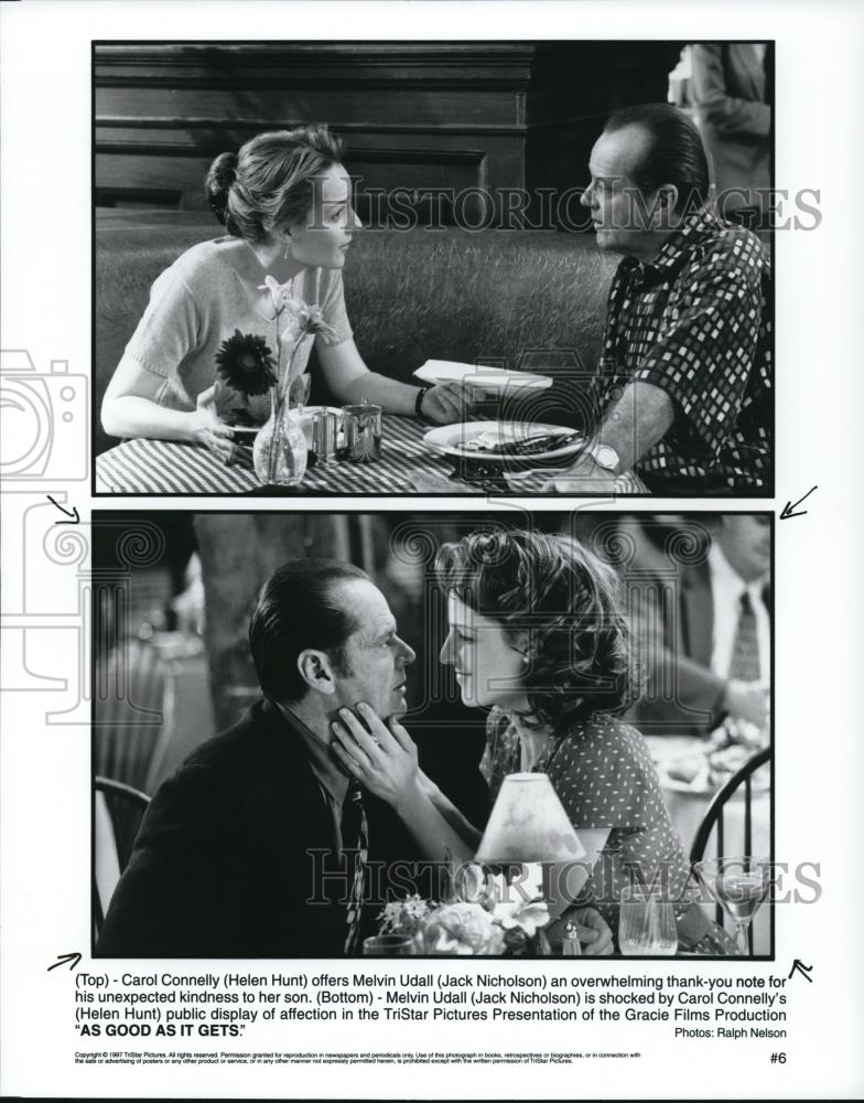 1998 Press Photo Helen Hunt and Jack Nicholson star in As Good as it Gets - Historic Images