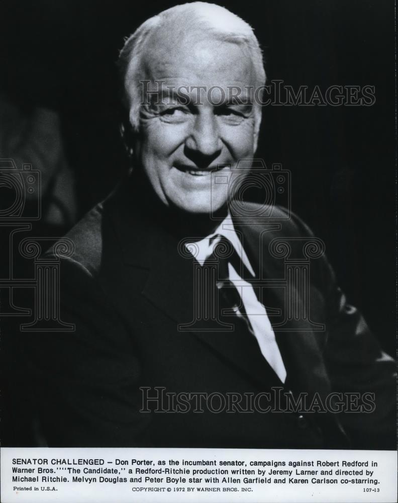 1972 Press Photo Don Porter in The candidate - cvp48112 - Historic Images