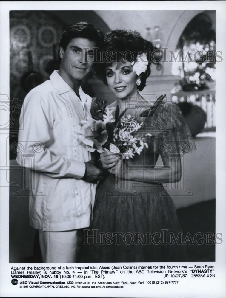 1987 Press Photo Joan Collins James Healy Dynasty - cvp48575 - Historic Images