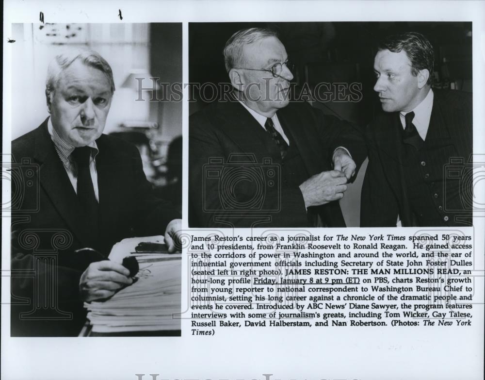 1993 Press Photo James Reston Journalist John Foster Dulles Secretary of State - Historic Images