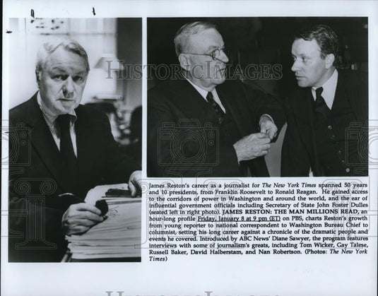 1993 Press Photo James Reston Journalist John Foster Dulles Secretary of State - Historic Images