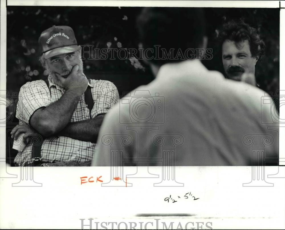 1991 Press Photo Ted Barlett, Dennis Eckart and Jack Groselle - Historic Images