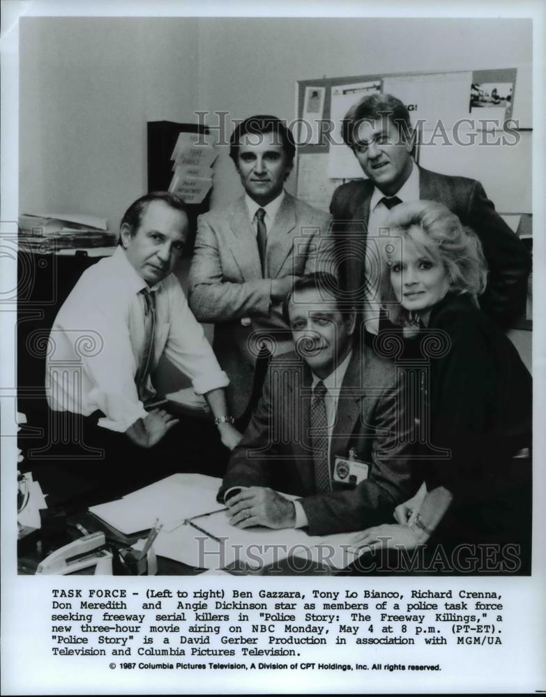 1987 Press Photo Ben Gazzara Tony Lo Bianco Richard Crenna and Don Meredith - Historic Images