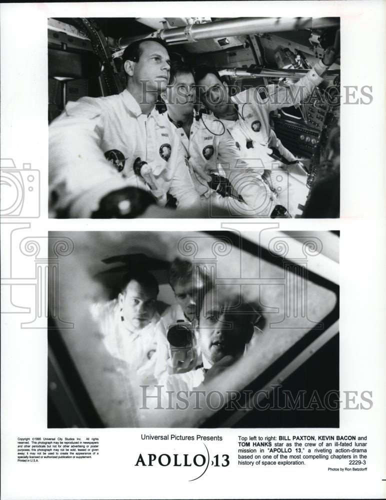 1995 Press Photo Bill Paxton Kevin Bacon and Tom Hanks star in Apollo 13 - Historic Images