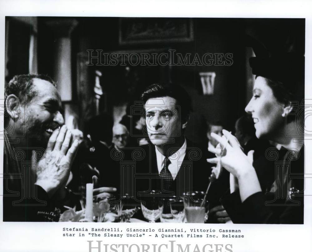 1991 Press Photo Stefania Sandrelli Giancarlo Giannini and Vittorio Gassman - Historic Images