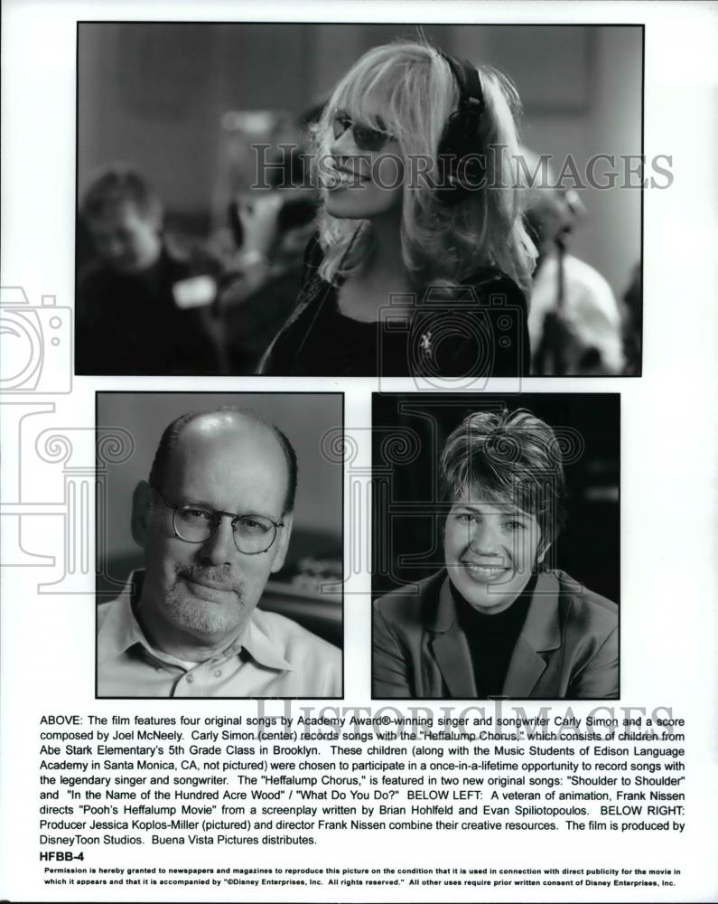 Press Photo Carly Simon Frank Nissen and Jessica Miller Pooh's Heffalump Movie - Historic Images