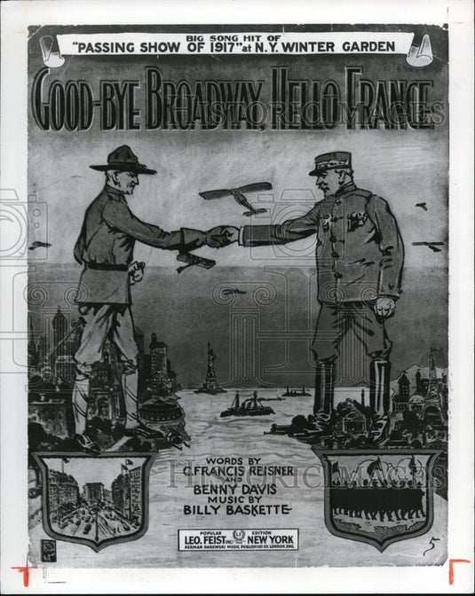 1977 Press Photo The music sheet of the Goodbye Broadway hello France - Historic Images