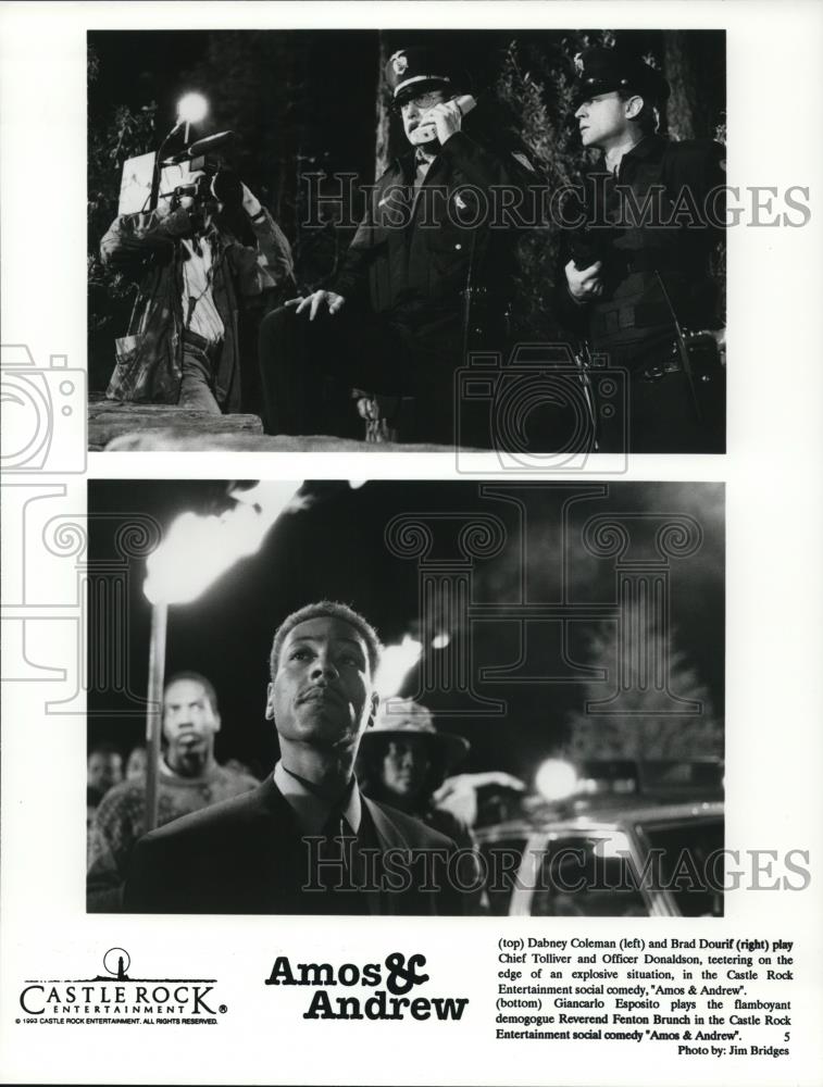 1993 Press Photo Dabney Coleman Brad Dourif Giancarlo Esposity in Amos &amp; Andrew - Historic Images