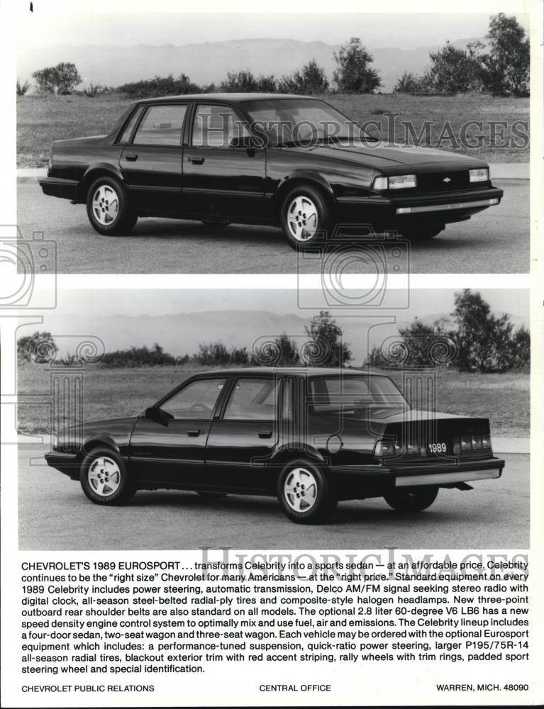 1989 Press Photo Chevrolet&#39;s Eurosport transforms Celebrity into a sports Sedan - Historic Images