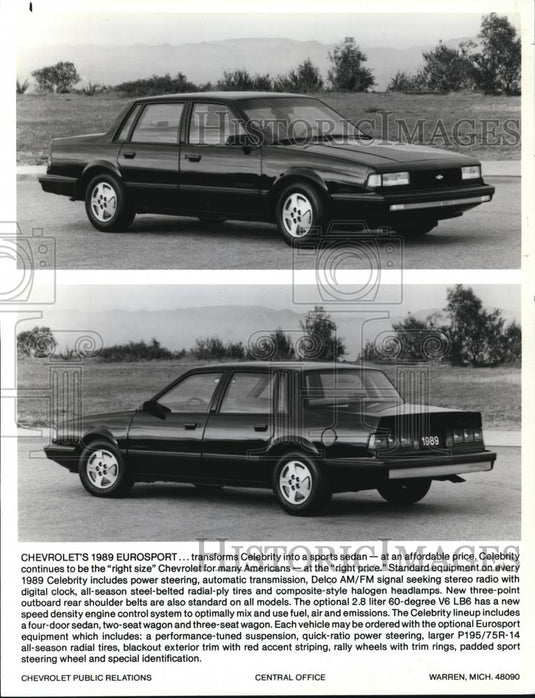 1989 Press Photo Chevrolet's Eurosport transforms Celebrity into a sports Sedan - Historic Images