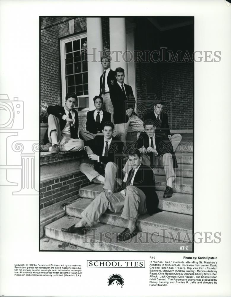 1993 Press Photo School Ties Brenden Fraser David Greene Andrew Lowery Anthony - Historic Images