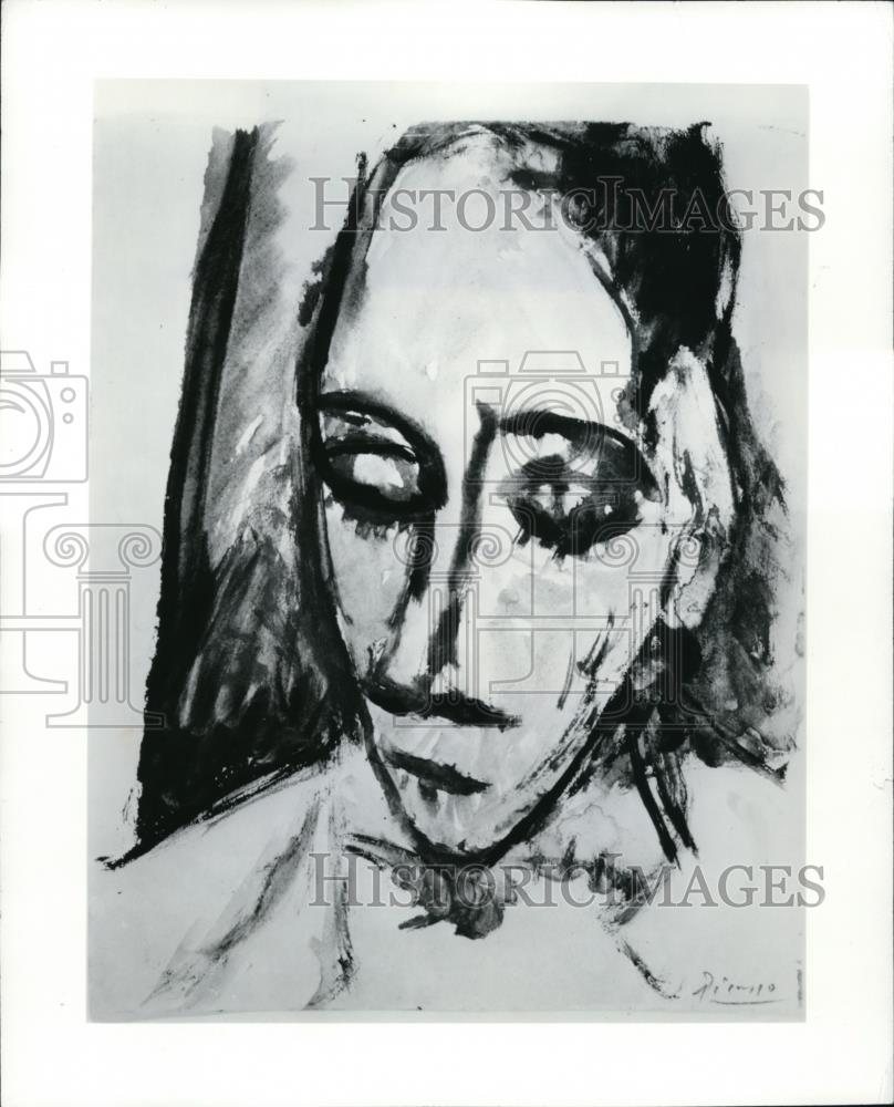 1982 Press Photo The sleeping head in water color by Pablo Picasso - cva52896 - Historic Images