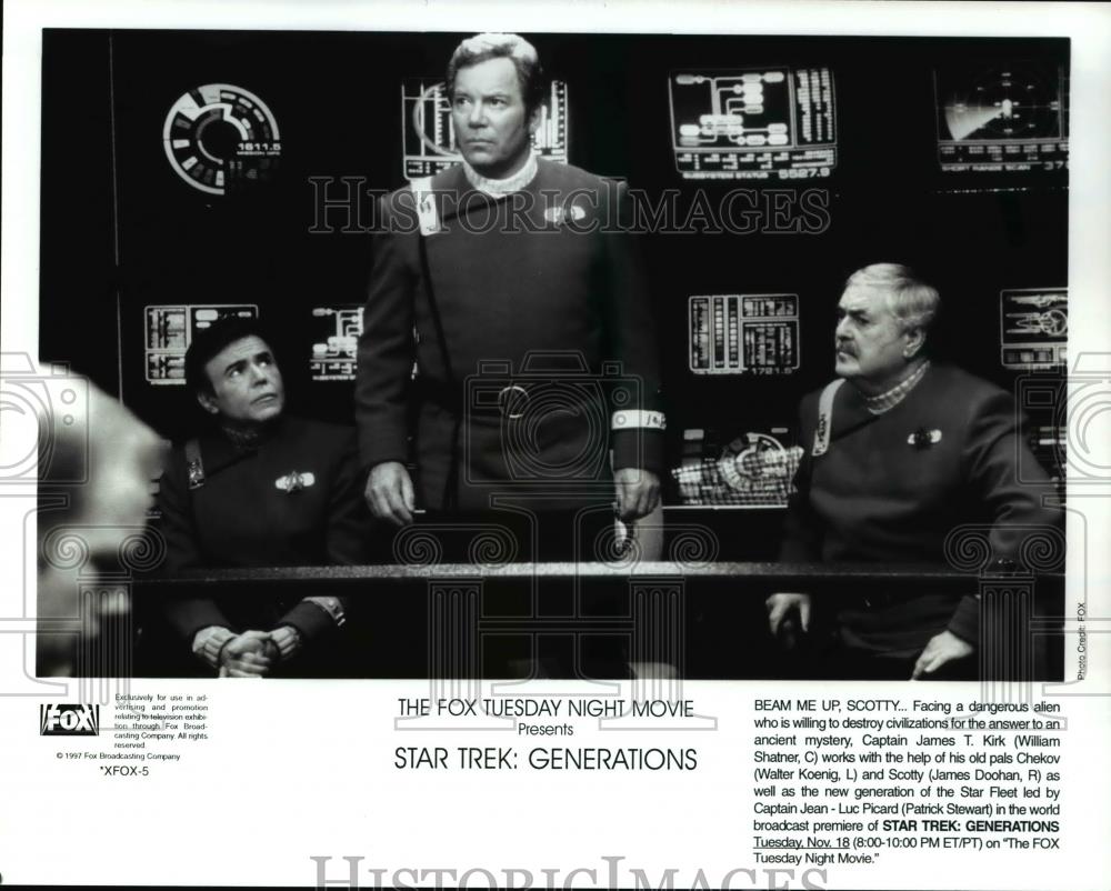 1998 Press Photo William Shatner C. James Doohan Patrick Stewart "Star Trek" - Historic Images
