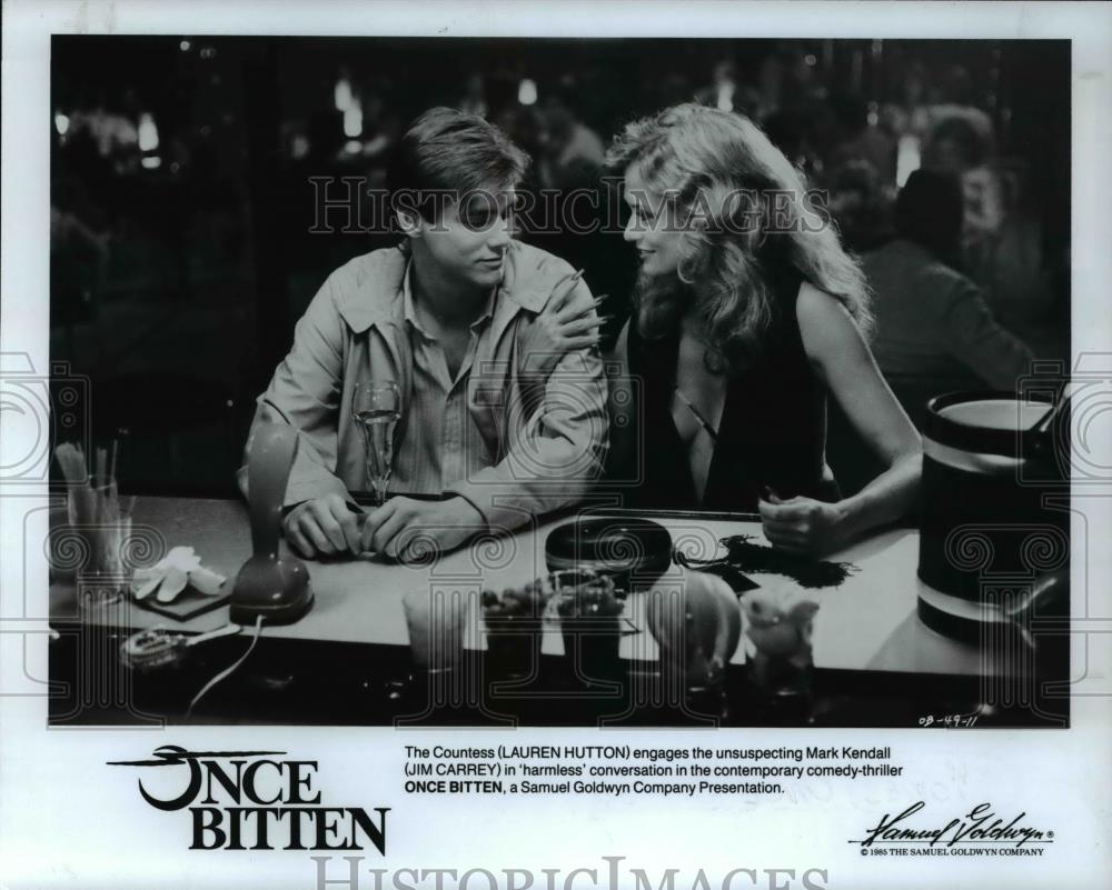 1985 Press Photo Lauren Hutton &amp; Jim Carrey in Once Bitten - cvp46121 - Historic Images
