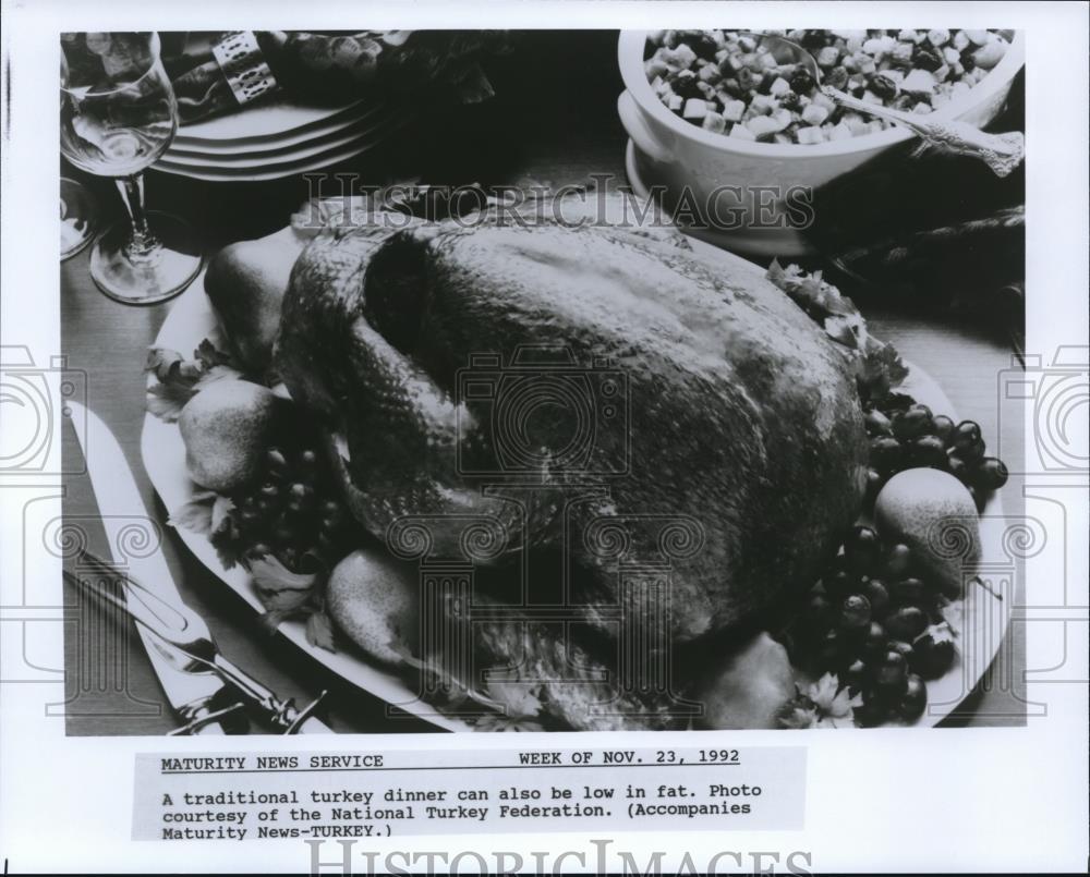 1992 Press Photo A traditional turkey dinner can also be low in fat, turkey - Historic Images