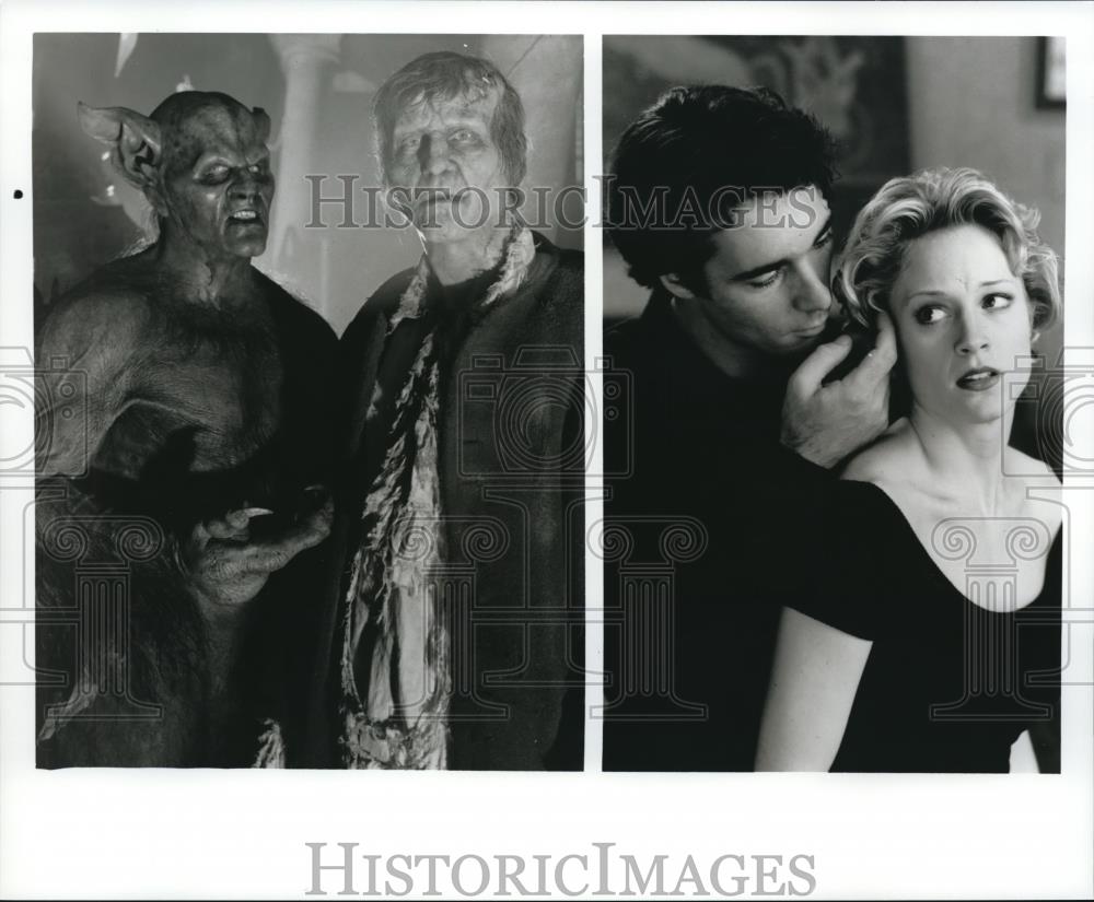 1997 Press Photo Adrian Pasdar, Greg Wise &amp; Teri Polo on House of Frankenstein - Historic Images