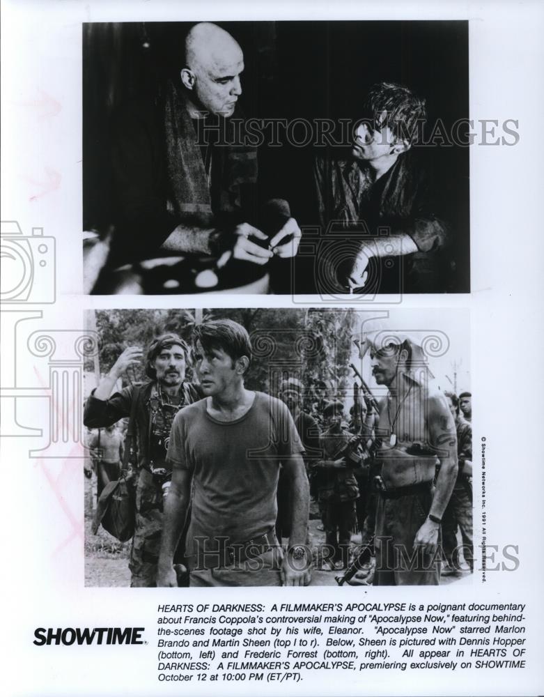 1991 Press Photo Marlon Brando Martin Sheen Dennis Hopper Filmmaker&#39;s Apocalypse - Historic Images