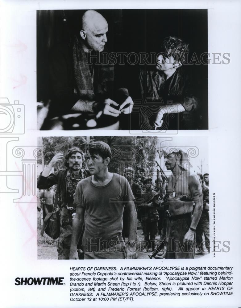 1991 Press Photo Marlon Brando Martin Sheen Dennis Hopper Filmmaker's Apocalypse - Historic Images