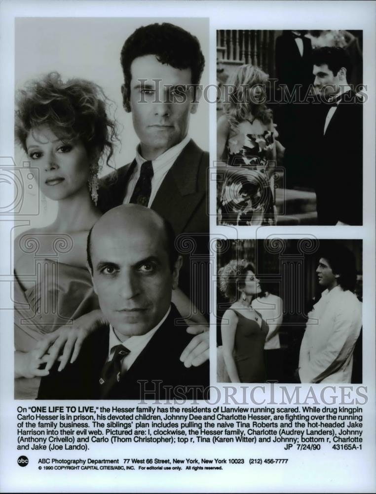 1990 Press Photo One Love To Live Audrey Landers Anthony Crivello Joe Lando - Historic Images