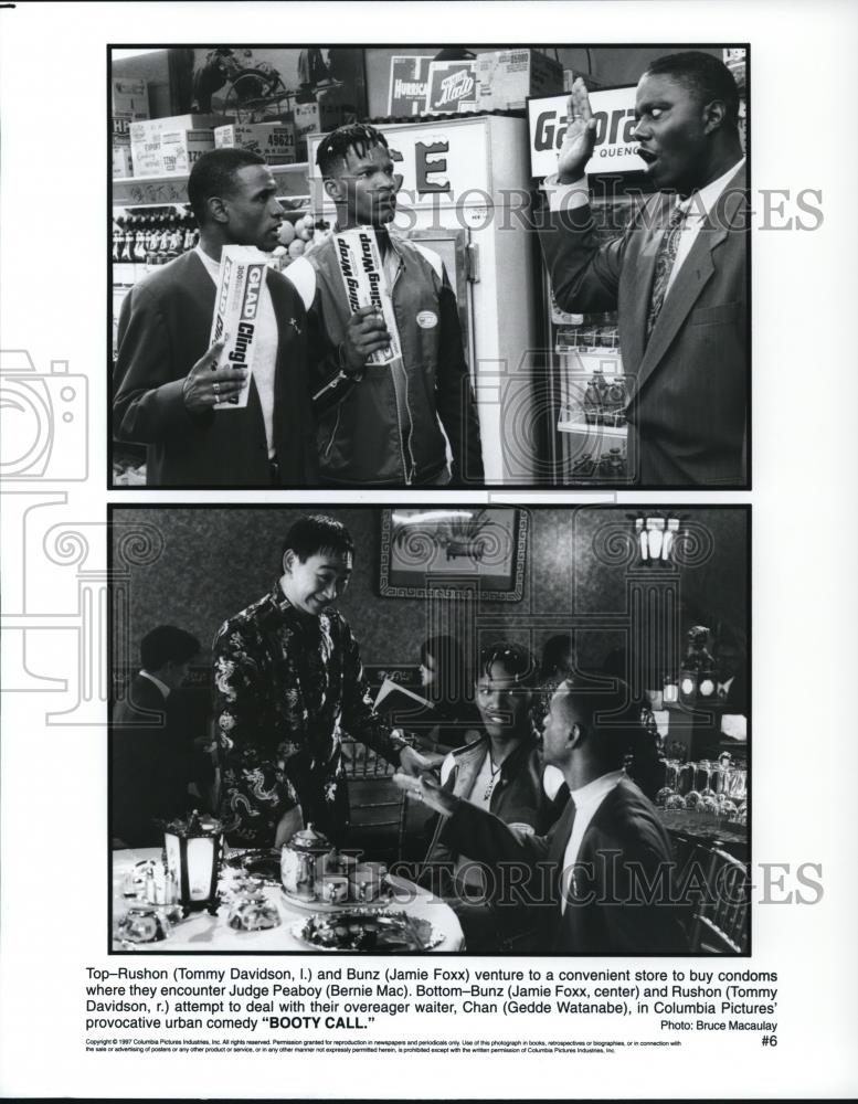 1997 Press Photo Tommy Davidson, Jamie Foxx, Gedde Watanabe in Booty Call - Historic Images