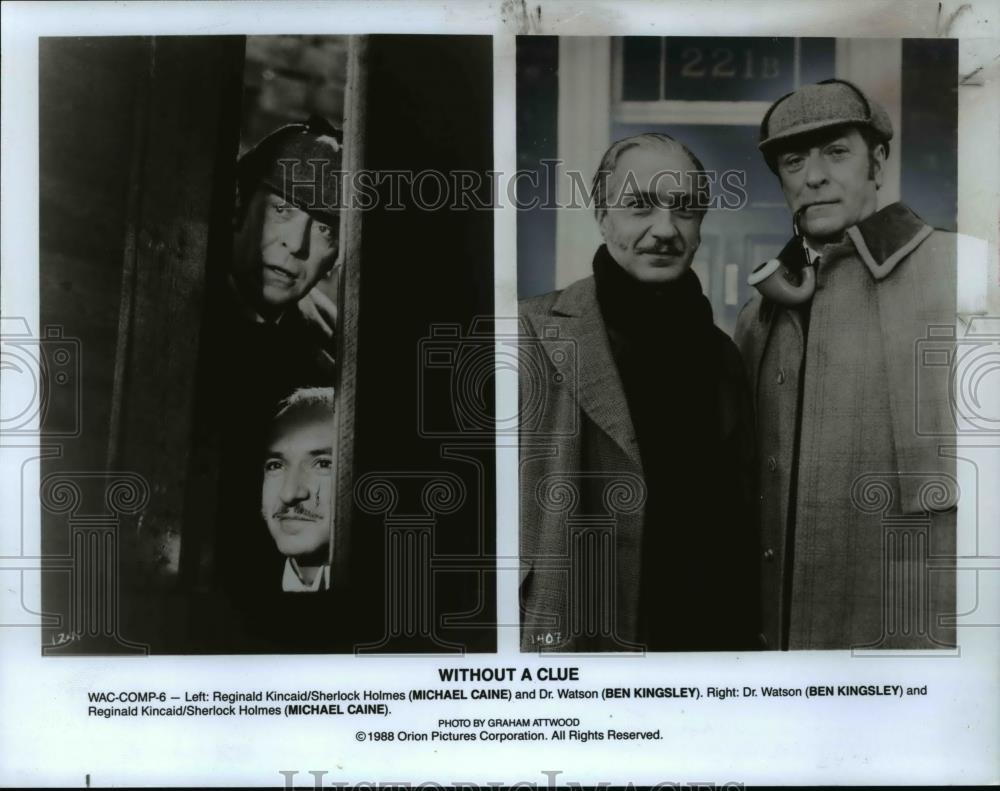 1988 Press Photo Michael Caine Ben Kinsley in &quot; Without a Clue&quot; - cvp45363 - Historic Images