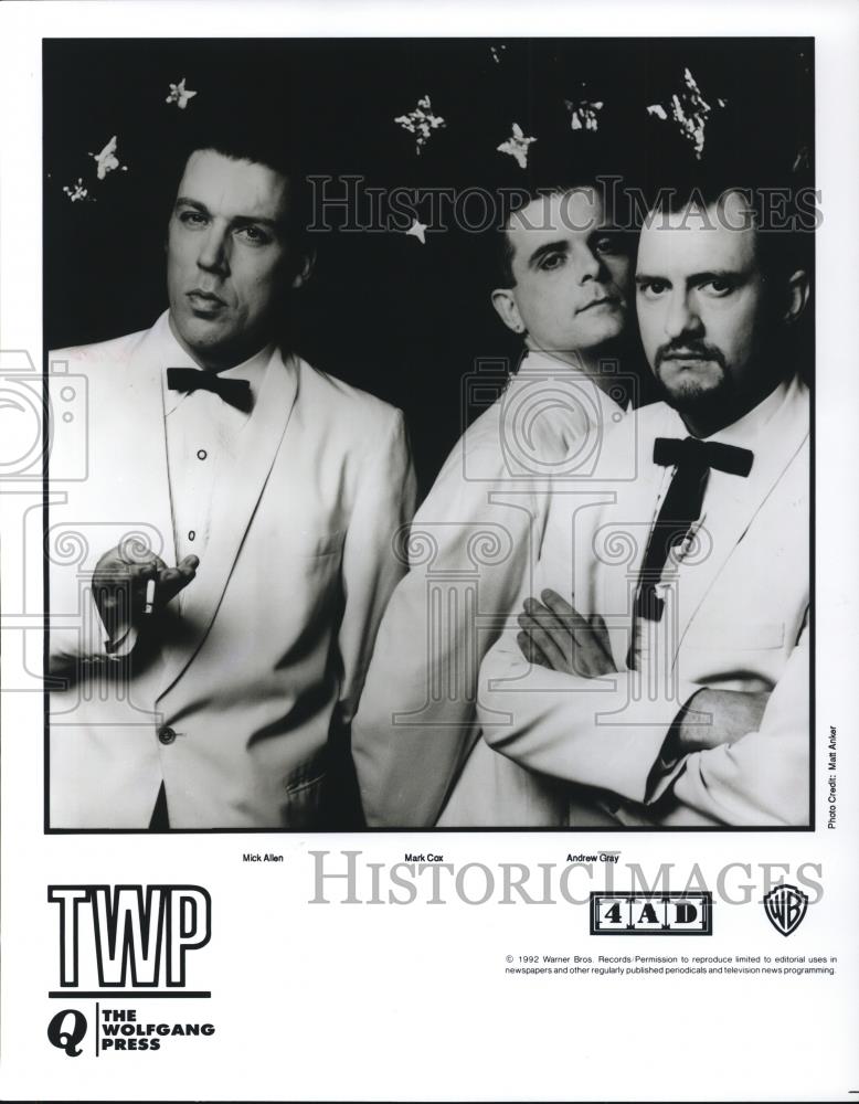 1992 Press Photo Mick Allen, Mark Cox, Andrew Gray of The Wolfgang Press - Historic Images