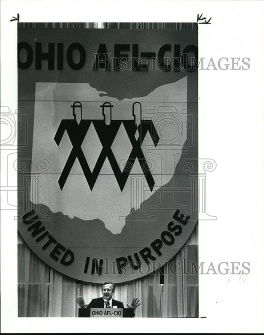 1986 Press Photo Lynn Williams, United Steel workers president - Historic Images