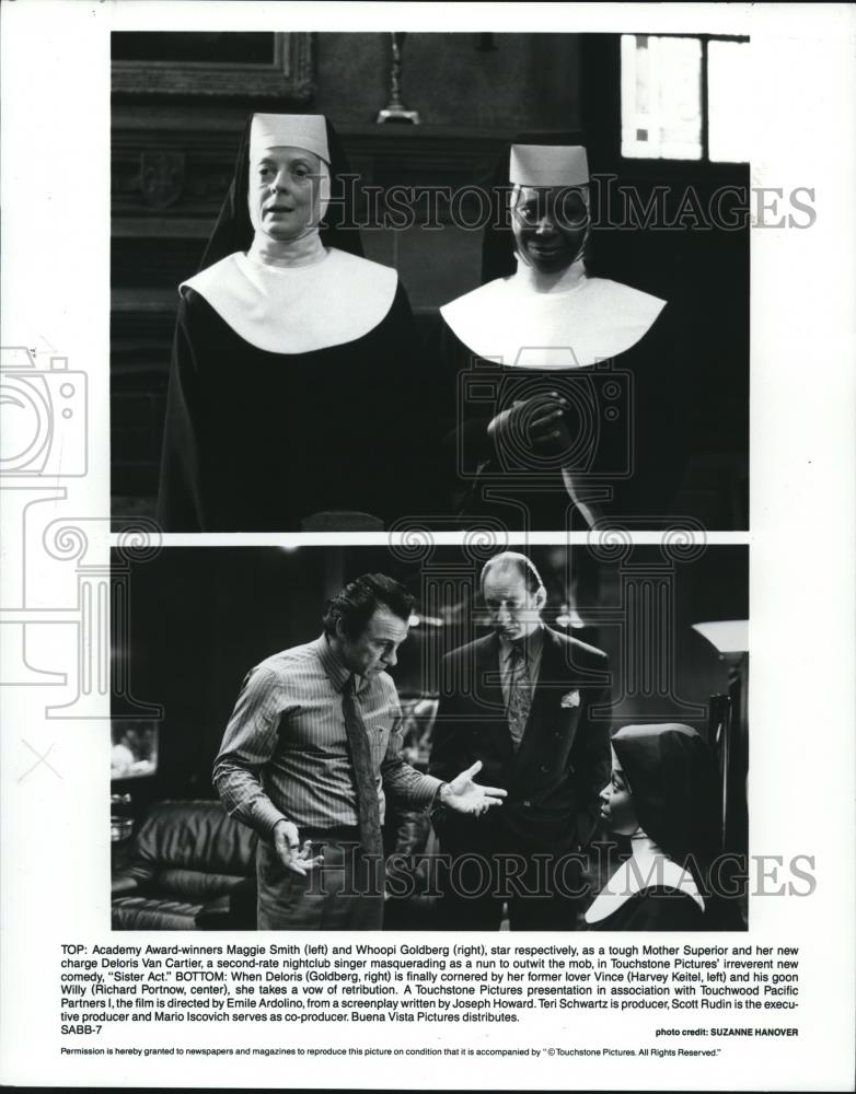 1992 Press Photo Maggie Smith Whoopi Goldberg Harvey Keitel Richard Portnow - Historic Images