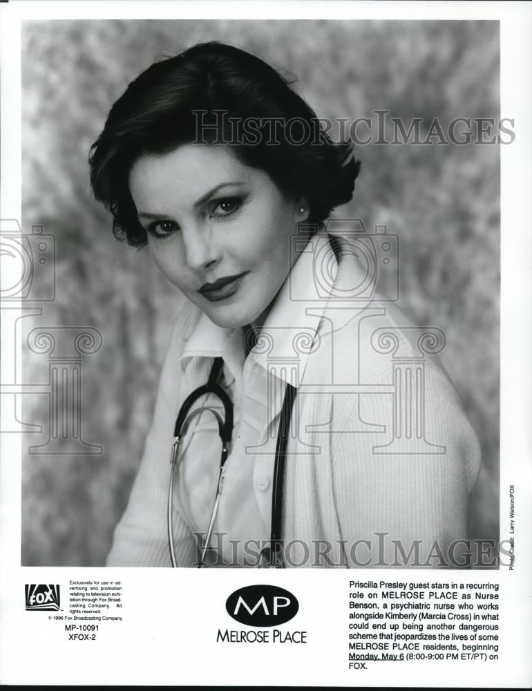 1996 Press Photo Priscilla Presley guest stars in Melrose Place TV Show - Historic Images