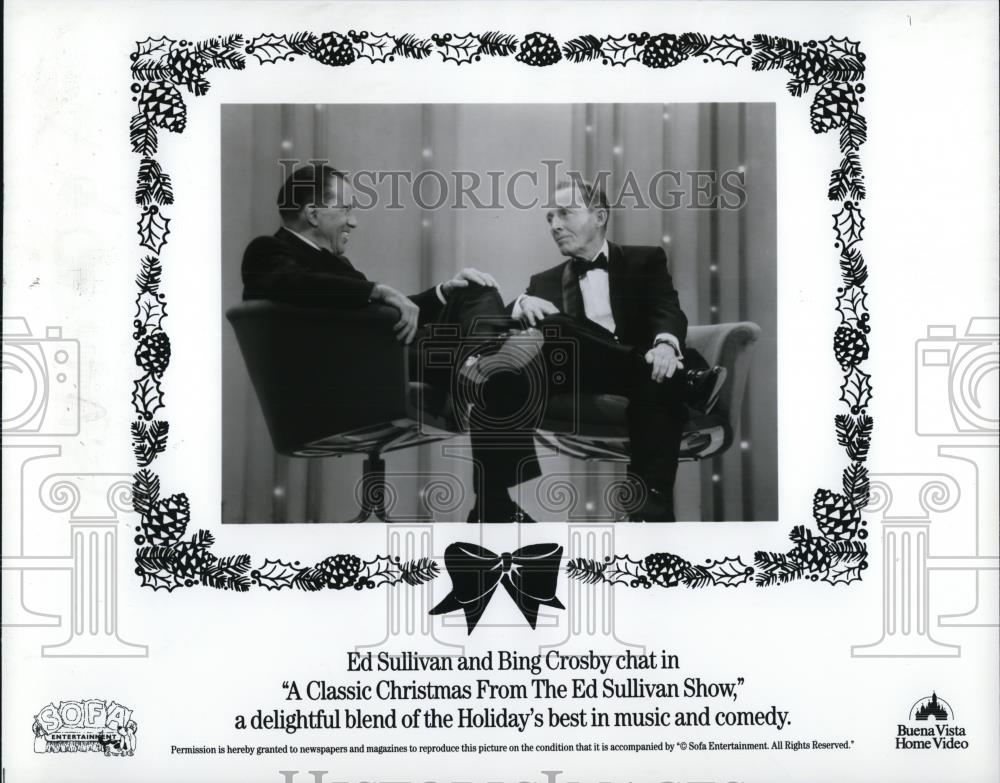 1992 Press Photo Ed Sullvian and Bing Crosby on Class Christmas Ed Sullivan Show - Historic Images