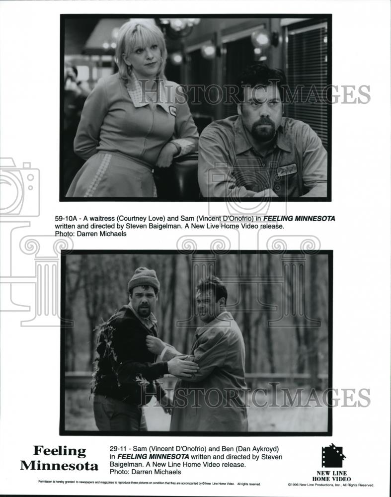 1996 Press Photo Courtney Love Vincent D'Onofrio Dan Akroyd in Feeling Minnesota - Historic Images