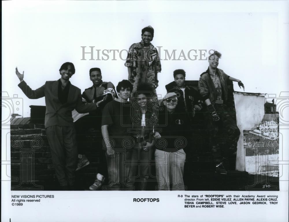 1989 Press Photo Roof Tops Eddie Velez Allen Payne Alexis Cruz Tisha Campbell - Historic Images